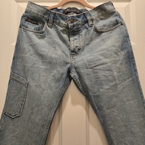 Vintage Y2K Jeans 32 Mid Rise Blue Pocket Medium Light Wash Cotton Straight Leg - Picture 4 of 12